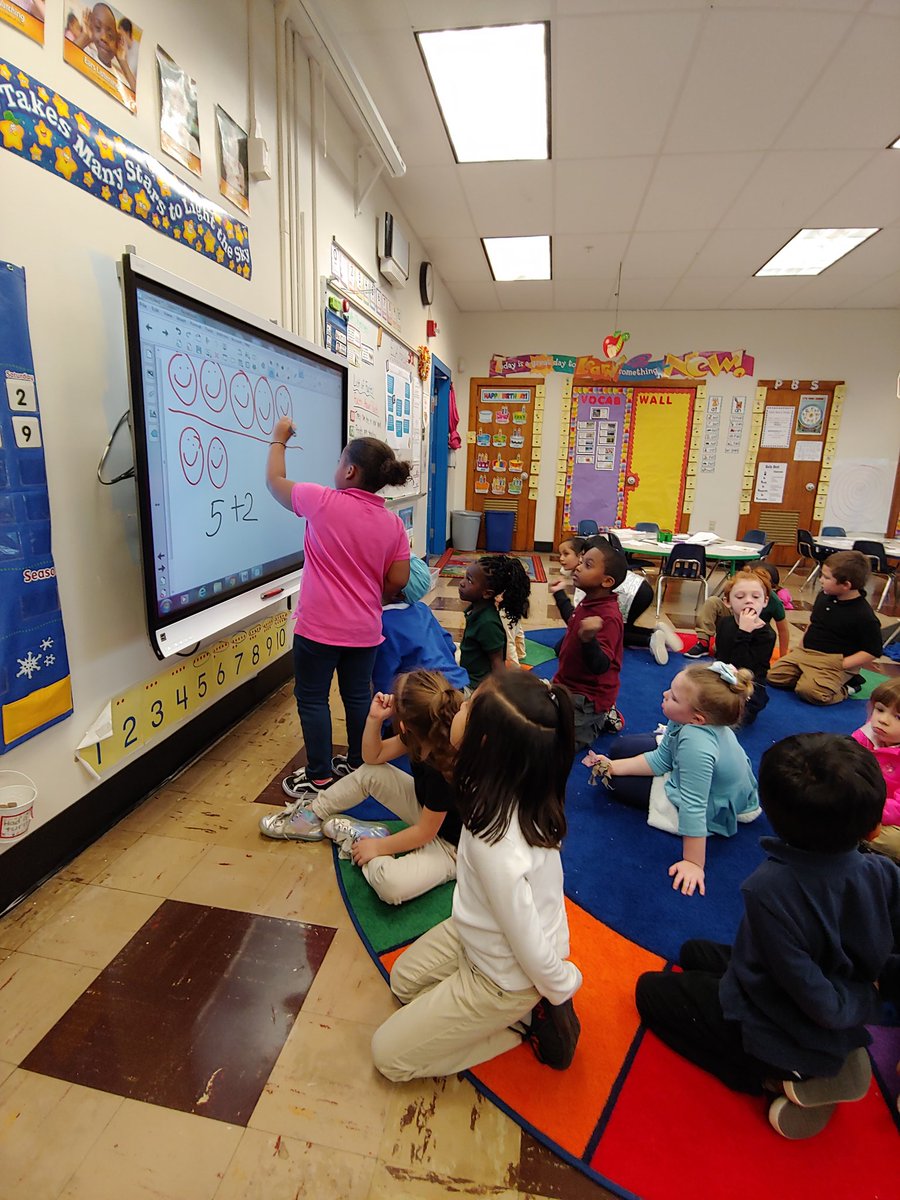 MrsLousClass's tweet photo. Working on addition stories today during math and writing equations for them! These little mathematicians rocked it!! #mathexpressions #kindergartenstyle #wearebaltz @BaltzBears https://t.co/pQSkypggPW