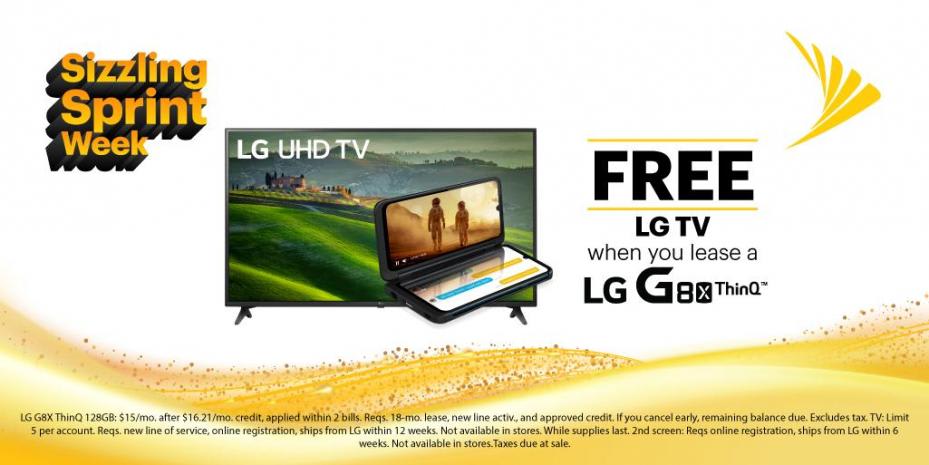 Add A New line of service @ your Dover Sprint Store with the ALL NEW LG G8X and Get A free TV From LG Come in for Info and Details on This AMAZING offer or call to make an appointment for more info !!!!