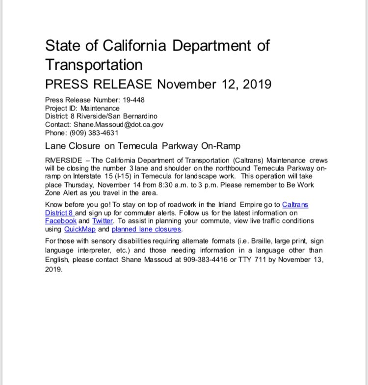 Mtnreporter's tweet photo. #Caltrans8 maintenance crews will be working on I-15, SR-79, I-10 &amp; SR-18. via @Caltrans8 #mountainReporter #bigbear #runningsprings #arrowhead #crestline #breakingne https://t.co/lFVgwctb1g