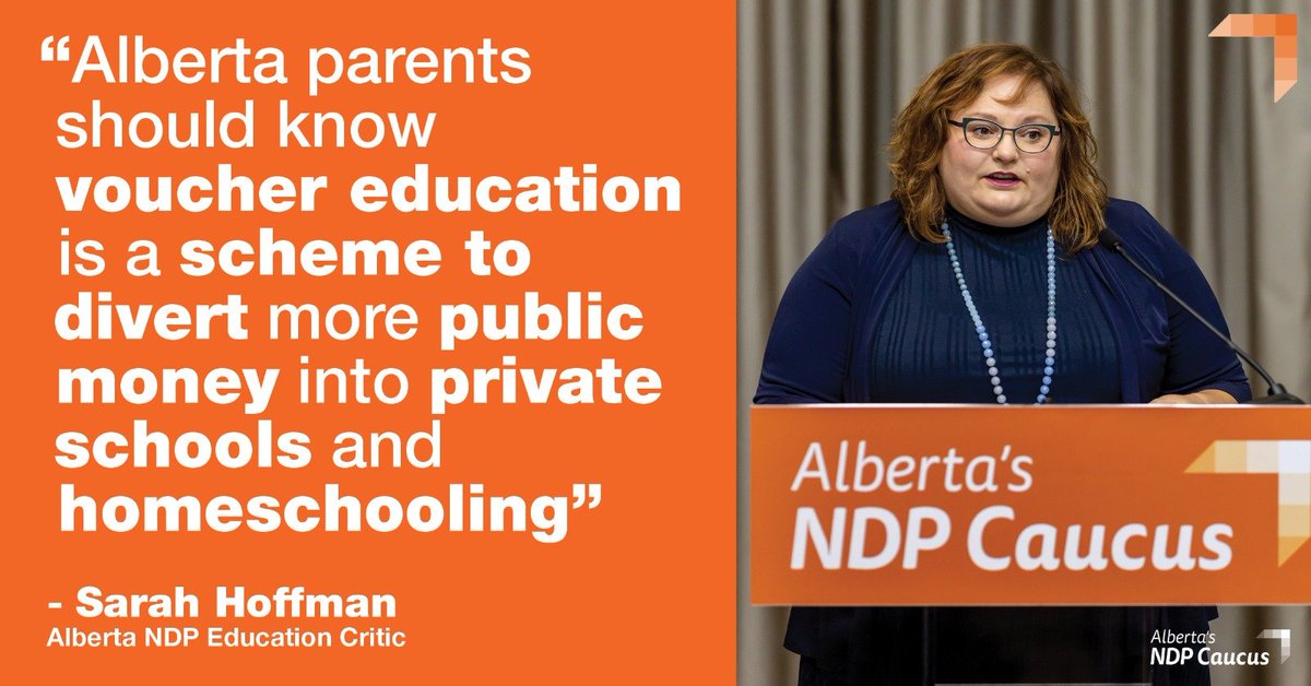 abndpcaucus's tweet image. UCP members are hoping to pass a resolution at their AGM for a “voucher system” that will strip public &amp;amp; Catholic schools districts of funding.

Why are we so concerned? Last time this happened it became law, and it stripped LGBTQ students of their rights. #billh8 #ableg