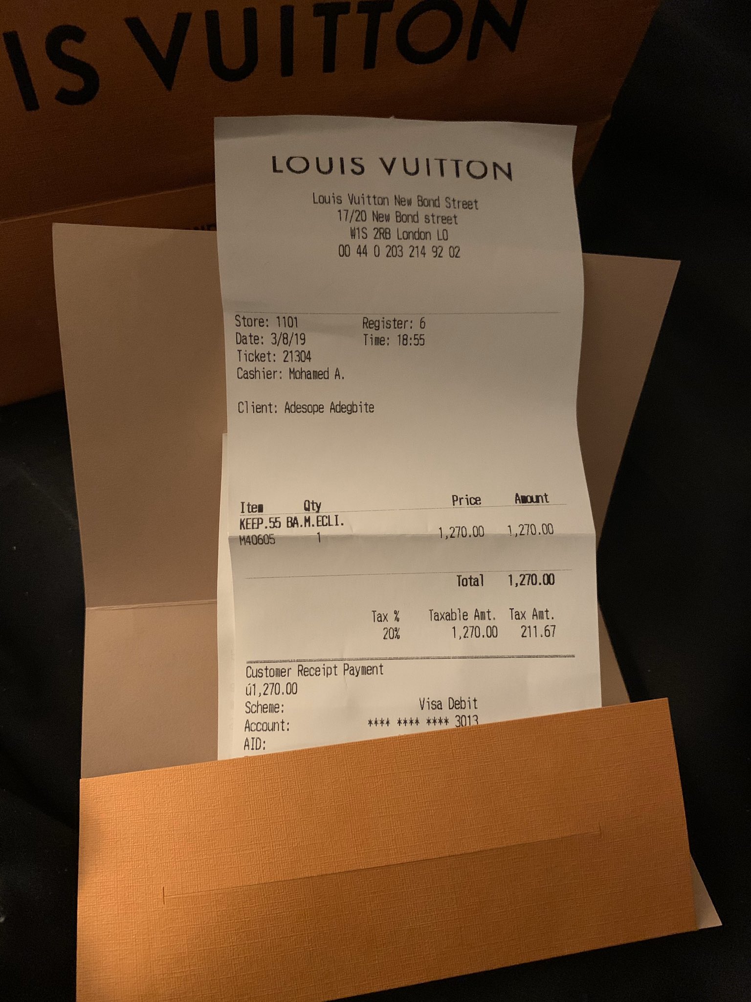 Louis Vuitton Receipt 2020-20