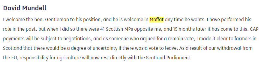 I almost forgot. On the 6th of July 2016 he invited a labour MP to visit his constituency and reminded the house that he had campaigned for a remain vote and had warned of a degree of uncertainty for the agricultural sector over CAP payments. What a hero. /15