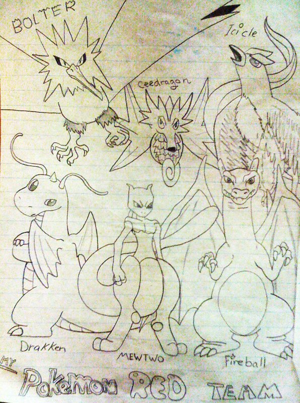 My first pokemon game was Red, and I drew my team at the time. I can't believe it's been over 20 years... #WeekOfPokemon