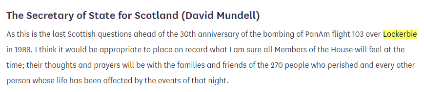 2018 continued:He also marked the 30th anniversary of the Lockerbie bombing. /18