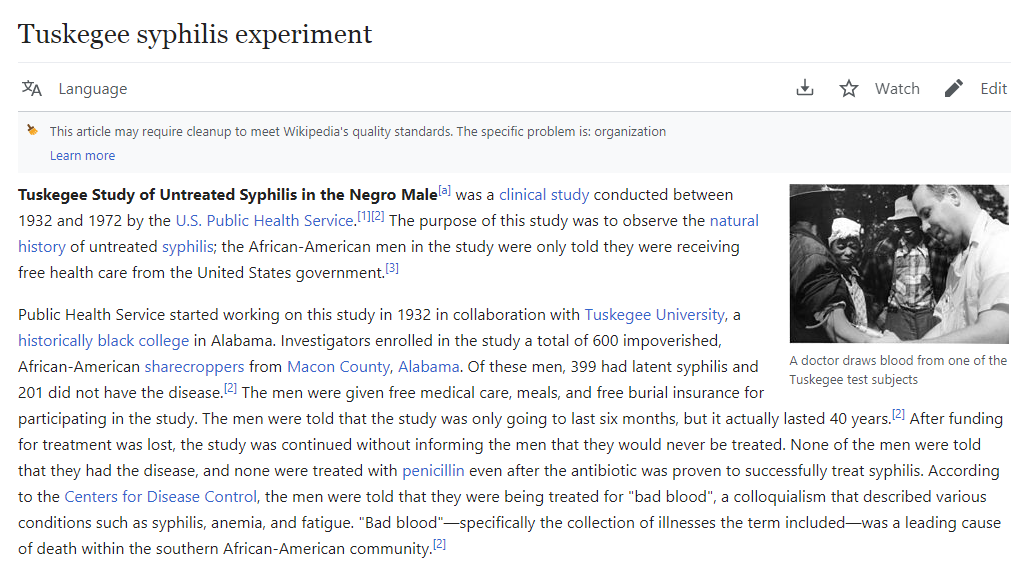 But that's just Britain, right? Not like the US would ever participate in something so gruesome...Let's explore the history of the CDC and one of their most infamous projects:The Tuskegee Syphilis Experiment