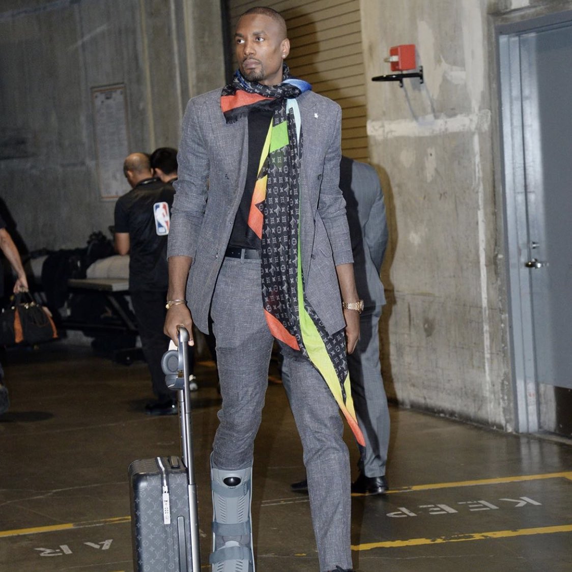 NBA Players Wore What on X: Only Serge can pull off a boot *and* a scarf  $875 // Louis Vuitton Rainbow Stole  / X