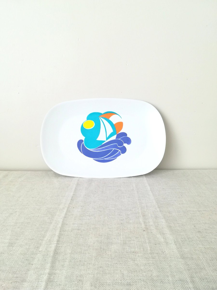 Merci pour le gentil message ! ★★★★★ 'Smooth,friendly and fast transaction,love the item !' IM etsy.me/2QgBpsy #etsy #articlespourlamaison #service #blanc #anniversaire #bleu #plateauvintage #plateaumelamine #plateaudeservicevintage #plateauvoluform