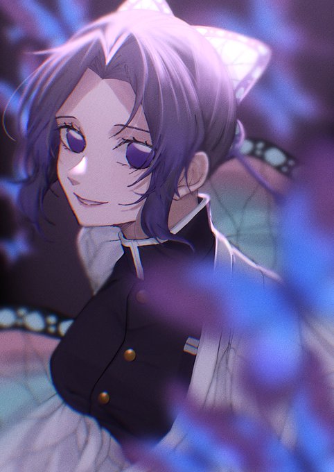 佐藤さんがTwitterに投稿した胡蝶しのぶ(鬼滅の刃)のイラスト。