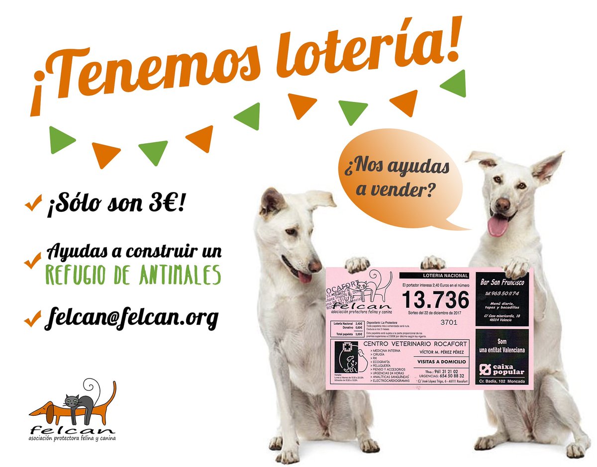 ¡Tenemos lotería navideña! Y lo recaudado servirá para ayudar a construir un refugio de animales. ¿Os animáis?