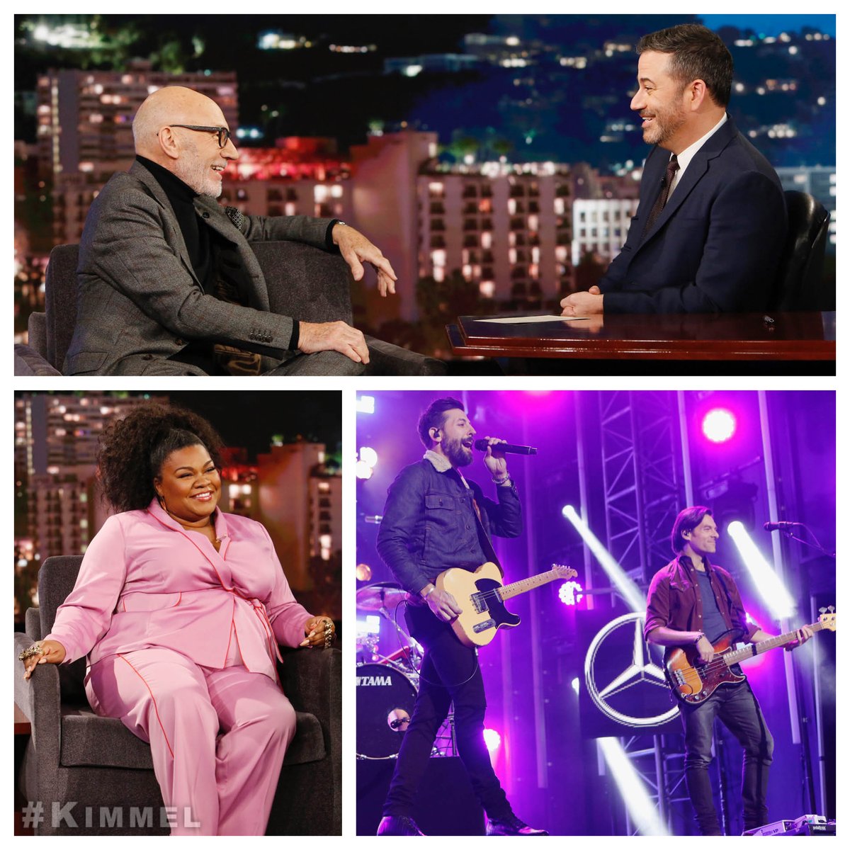 Tonight on #Kimmel @SirPatStew #CharliesAngels, @DaVineJoy Randolph #DolemiteIsMyName & music from @OldDominion on the @MercedesBenzUSA outdoor stage #OneManBand