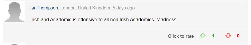 In over 3000+ comments, almost none seem to have an idea abt colonization &how Irish were subject to bullshit English rule. I love Ireland, its people, its rich history (like anywhere else has) &I’m proud to be considered an “Irish academic.” See how they view the Irish though: 2