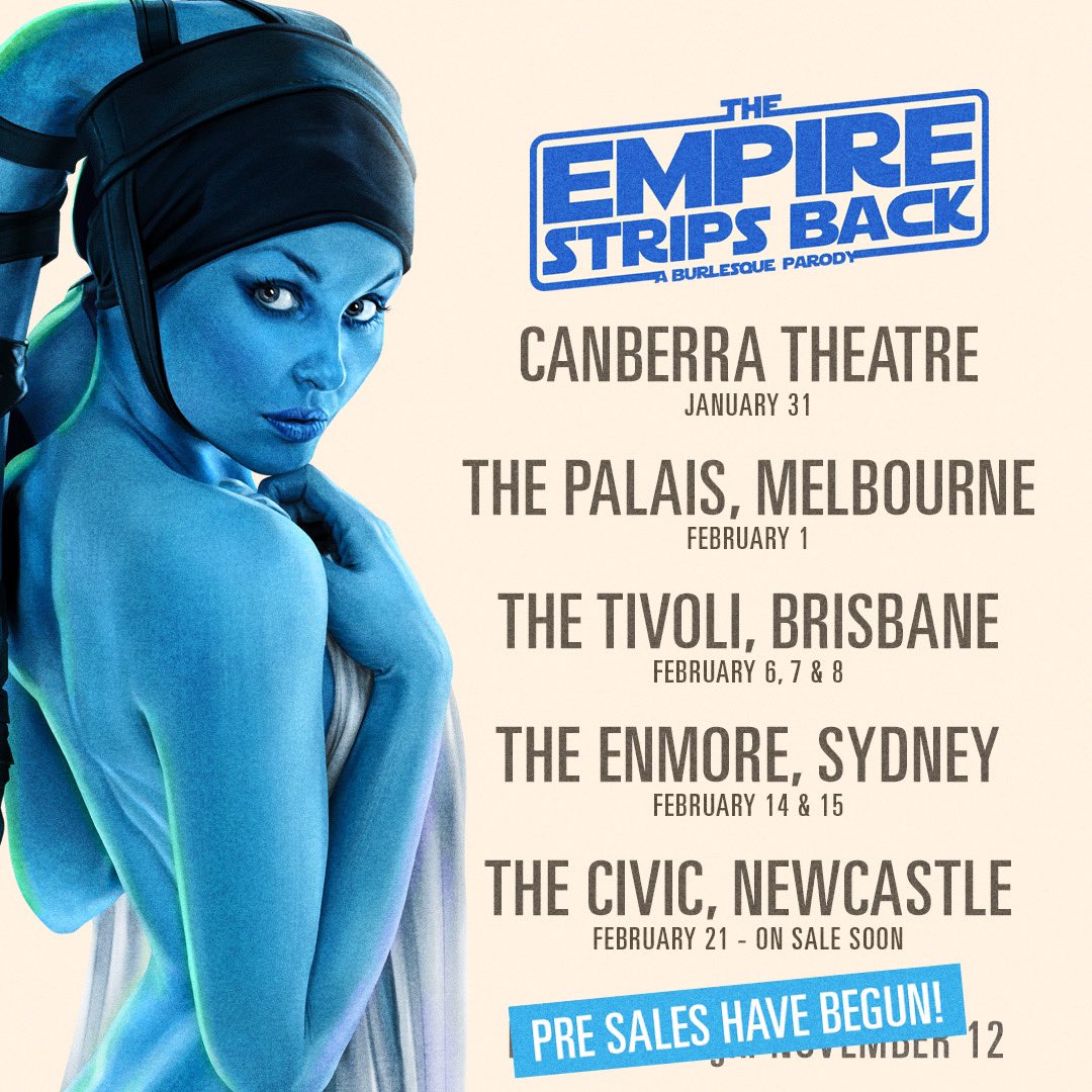 Don’t forget the presales for our 2020 Australian shows finish on Friday so get in quick to catch the best seats. Details from empirestripsback.com #empirestripsback #starwarsburlesque