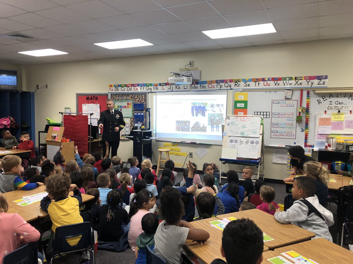 pres_firstgrade's tweet photo. We are so grateful for Mr. Swallows and his service to our country! First grade students enjoyed hearing Mr. Swallows present on his military career and what it means to be a veteran. Thank you to all of our military veterans! #HappyVeteransDay @PorterRidgeESNC https://t.co/0OGIBnIaJ3