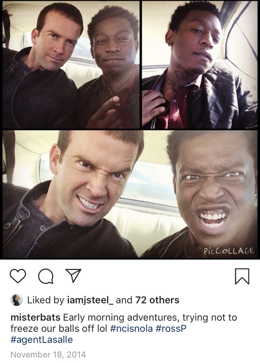MisterBats's tweet photo. #TBT Damnnn, they really killed off Agent Lasalle on @NCISNewOrleans! Big ups to @TheLucasBlack for all of his work and making set easy af during my time there! #RossP #NCISOrleans https://t.co/ABLWxXtls8