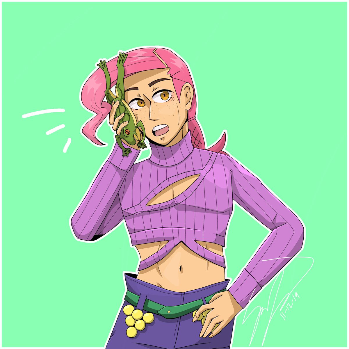 iowkey_ioki's tweet photo. You used to call me on your frog phone
#JoJosBizarreAdventure #doppio #frogphone https://t.co/TdfoarSRjY
