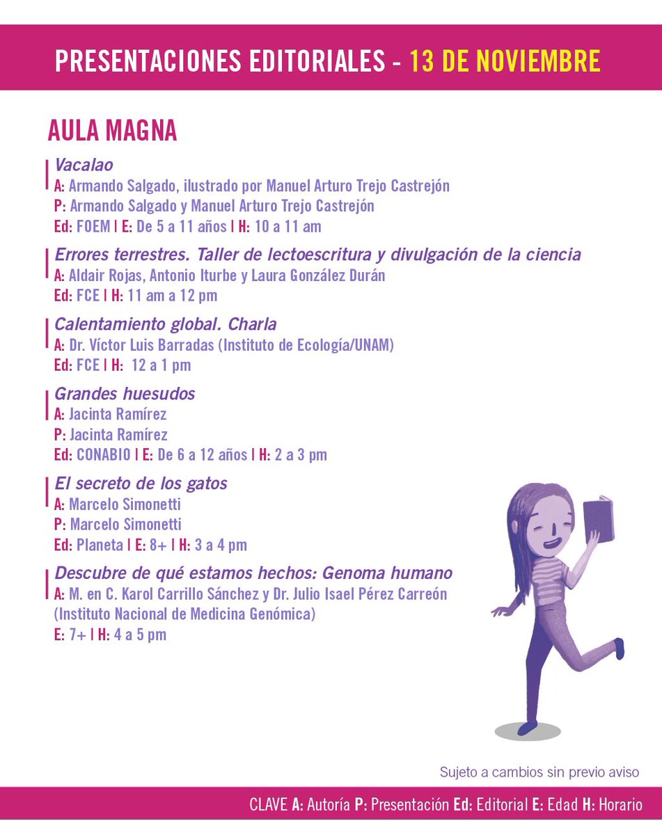 FILIJCDMX's tweet photo. Esta es la programación de actividades en el #Día6, en la #FILIJ39. 
¡Consúltala y planea tu visita!
#TodosSomosFILIJ 
#FILIJEnElCenart
#25AñosCenart https://t.co/56XGwfoqdk