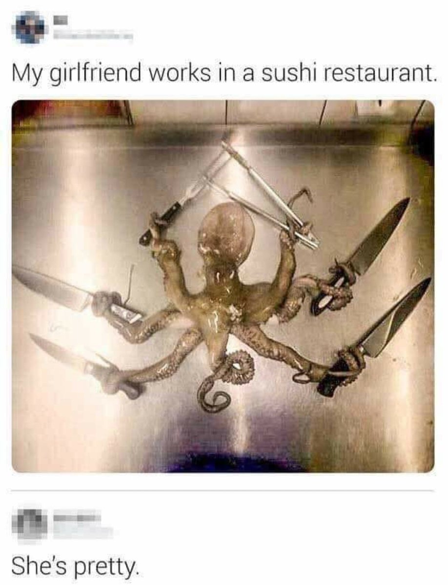 EliasMemeBoy's tweet photo. Delicious

#sushi #meme #memelord #shitpost #notmymeme #octopus #anime ? #whateven #mood https://t.co/KrVagv0ODf