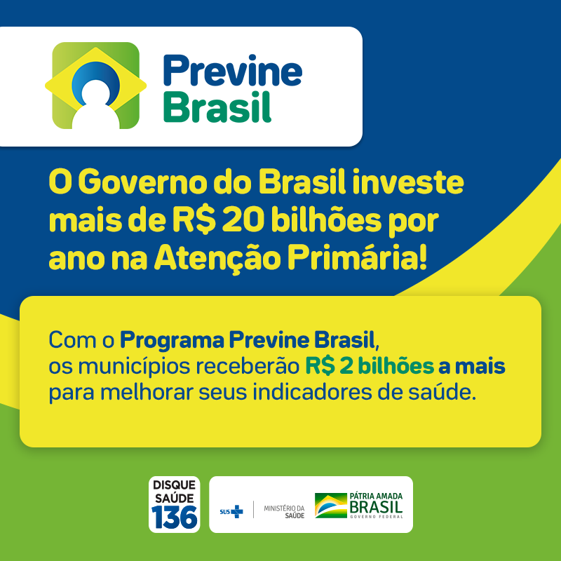 Mais recursos para os municípios que melhorarem a saúde da população. Esse é o #PrevineBrasil. Com o novo modelo, o <a href="/govbr/">Governo do Brasil</a> vai premiar municípios que atingirem os melhores resultados no SUS. Conheça o programa: bit.ly/2O4ZUWZ