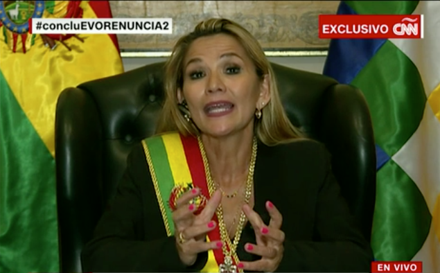 CNNEE's tweet photo. .@JeanineAnez: El país buscaba regresar al Estado de derecho | @soyfdelrincon #concluEVORENUNCIA2 https://t.co/zGbQMyzqpE