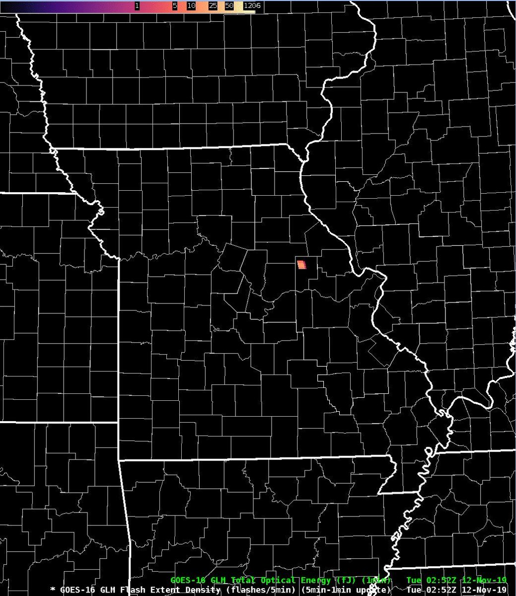 NWSStLouis's tweet photo. 💫Monday's meteor showed up on some of our satellite products that report lightning flashes! NASA has issued some info about the fireball, including that was about the size of a basketball &amp; it traveled 70 miles through the atmosphere! 💫😮 https://t.co/8Ib6x7ihgN https://t.co/yobfo52HWn