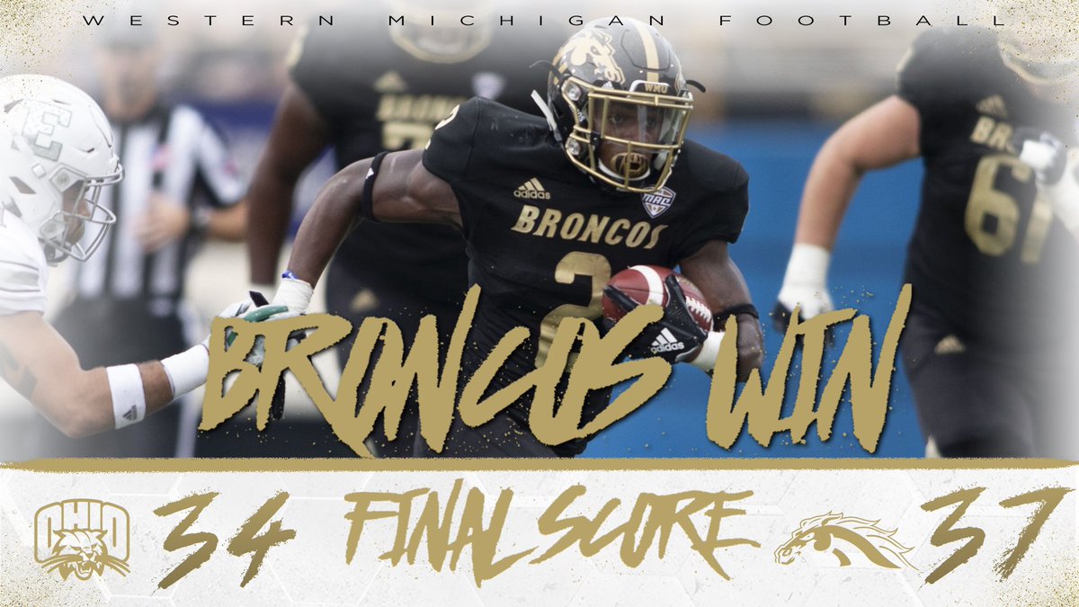 WMU_Football's tweet photo. Big "🆆"
Road "🆆"

𝘽𝙍𝙊𝙉𝘾𝙊𝙎 𝙒𝙄𝙉 in OT
#LetsRide https://t.co/fWIXpYbCR5