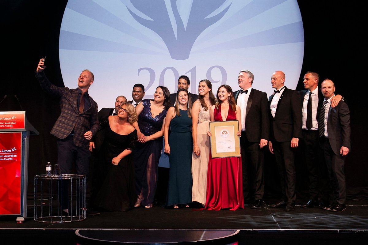 BunkerBayResort's tweet photo. More great photos of the Pullman team collecting their GOLD medals for Luxury Accommodation &amp; Business Events Venue at the WA Tourism Awards... including a cheeky on stage selfie! 🎉  Read more > https://t.co/pgYSMz9AAx #WATA19 https://t.co/ZVgpJdJrMw