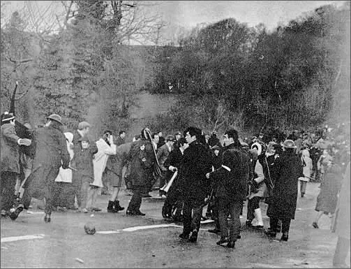 At Burntollet Bridge on the 4th of January in 1969, RUC officers who were "on-duty" at the scene stood by as loyalists attacked civil rights marchers. About 100 off-duty members of the reserve police force, the "B-Specials", who were also present, even joined in with the attack.