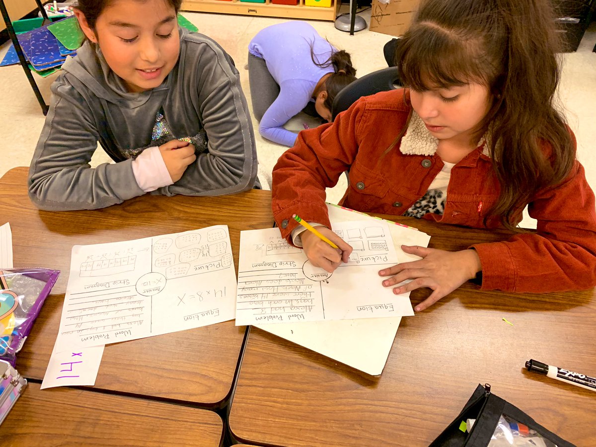 CDGerhard's tweet photo. Loved watching how creative these kiddos were representing their equations in multiple ways! #cses1920 #WatchUsGrow #FlyingThroughFourth #DualLanguage https://t.co/BwUyGrTd33