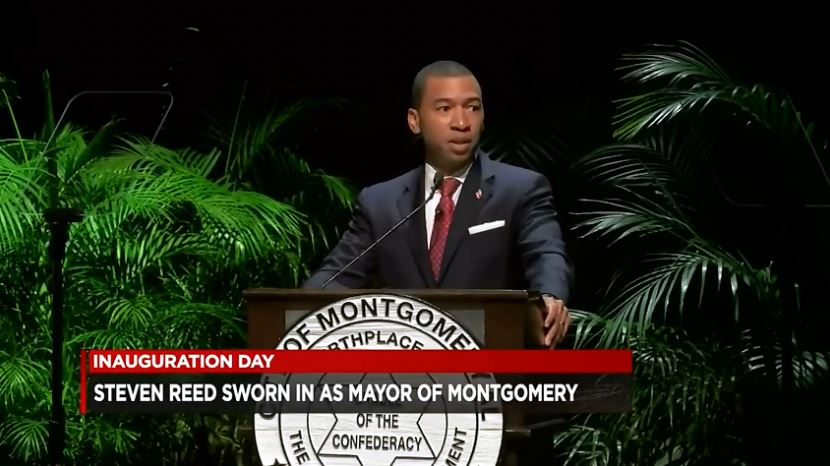 markb_wsfa's tweet photo. LINK: Watch speeches given by new Montgomery Mayor #StevenReed and his father, Joe Reed, at today's swearing-in ceremony >> https://t.co/4ERjyTBjuh @wsfa12news @CityofMGM #ALpolitics https://t.co/Sx7uVMmchM