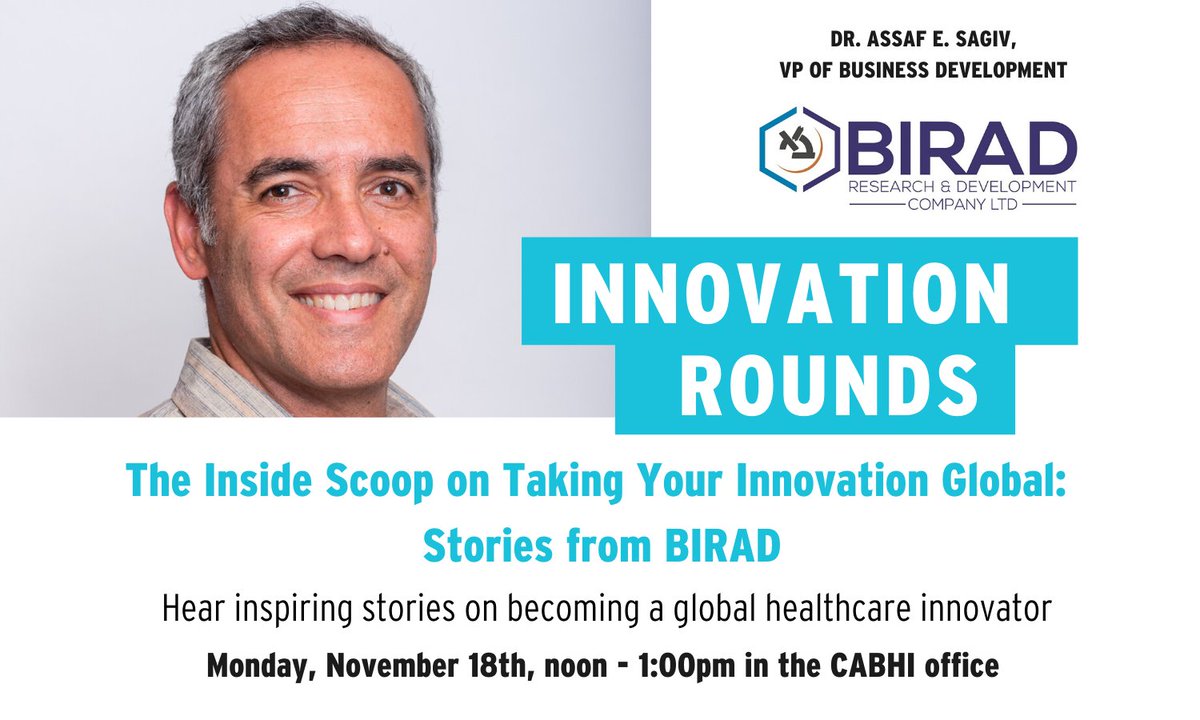 Check it out, <a href="/BaycrestIO/">Baycrest Innovation Office</a> and @CABHI__ are hosting the next Innovation Round on Mon Nov 18th at noon, featuring a guest all the way from Israel: bit.ly/32KtCpo
#feedyourmind