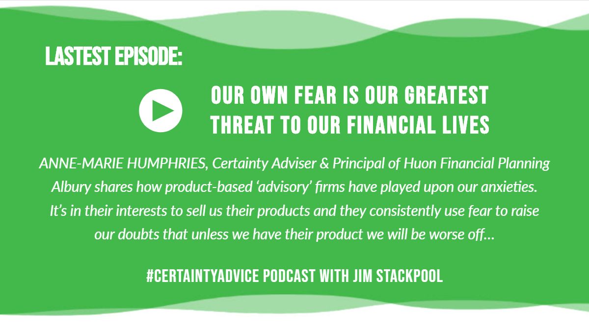 jstackpool's tweet photo. In this episode of our #CertaintyPodcast, I’m joined by Anne-Marie Humphries, #CertaintyAdviser & Principal of Huon Financial Planning, shares how product-based ‘advisory’ firms have played upon our anxieties... https://t.co/Oj3NcbSbyx #certaintyadvice #finserv #financialadvice https://t.co/7dSKJP3asg