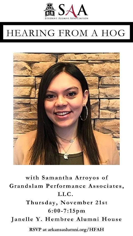 Hear from Samantha Arroyos on November 21st!