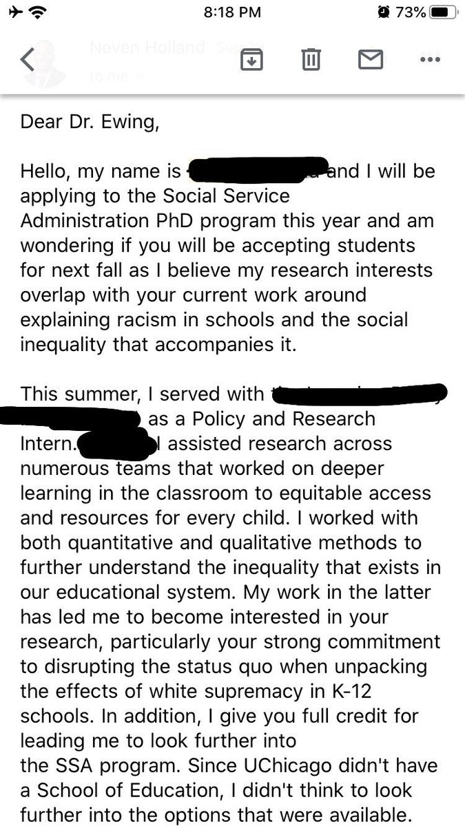 many of you are applying to PhD programs right now. people often advise emailing profs at programs you're interested in. YMMV, but it can be a good thing to do. I received this email from a prospective student; sharing with permission because I think it's a good one.