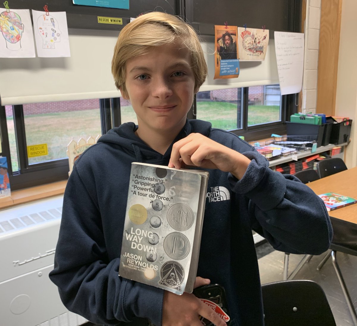 BSMS720's tweet image. Some of today’s #finishedbooks - 3 Ss read A Long Way Down by @JasonReynolds83 ... Anger is Gift by @MarkDoesStuff got great reviews from its 1st reader. #bsmsreads @BayShoreMSLrnrs @gless54 #nerdcampli