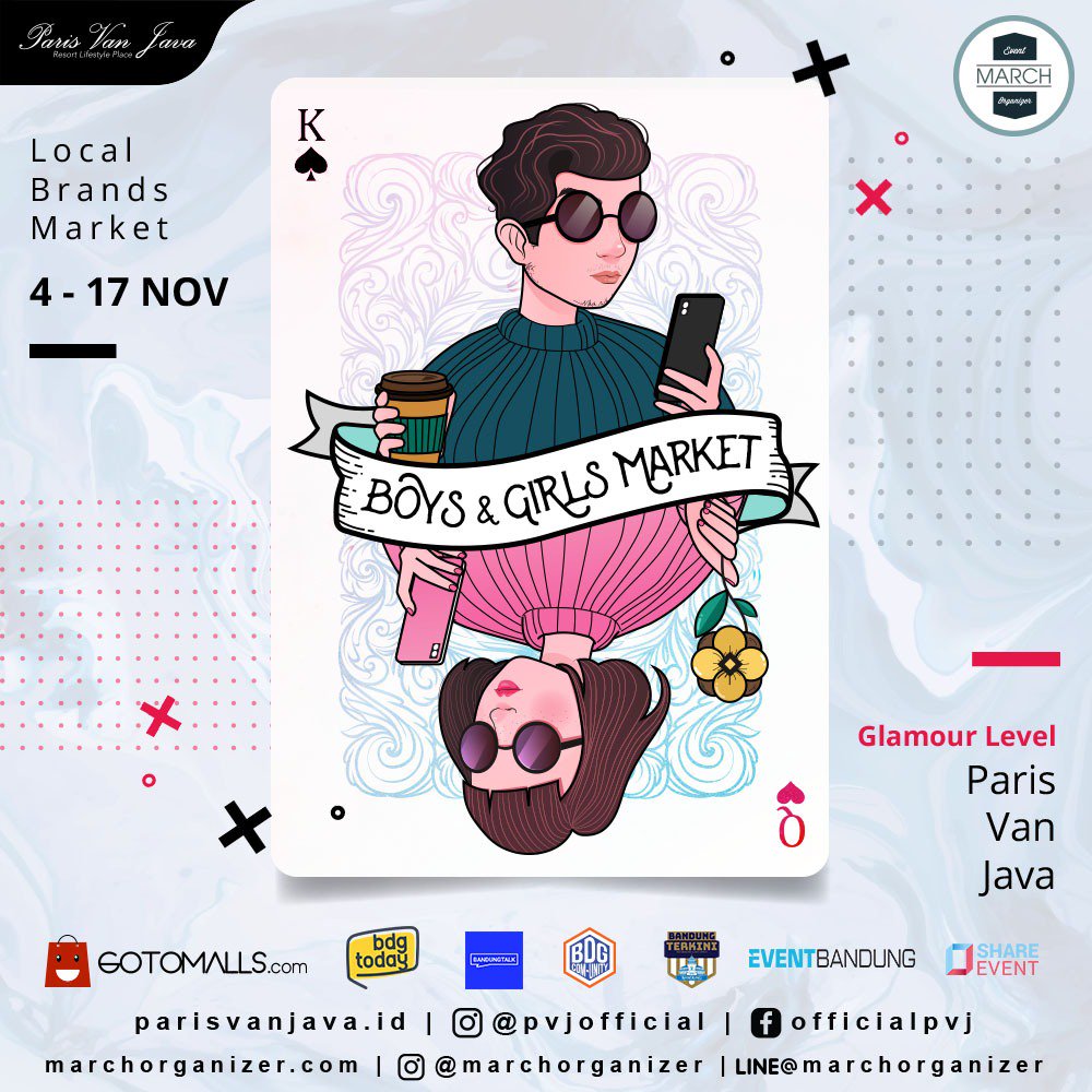 gotomalls's tweet photo. Hello! @MarchOrganizer is having "Boys &amp; Girls Market," start from 4 until 17 November!

Catch us at Glamour Level Paris Van Java. Get special offers and a lucky dip for every purchase by debit or credit card.* (* t&amp;c apply)

#GotomallsEvent https://t.co/QZy1CdGAEi