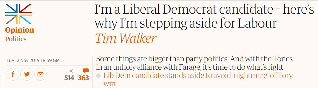 and, to his credit, tim walker did eventually do the sensible thing and announced he would be stepping down, to let the pro-remain duffield have a clear shot at holding onto the seat