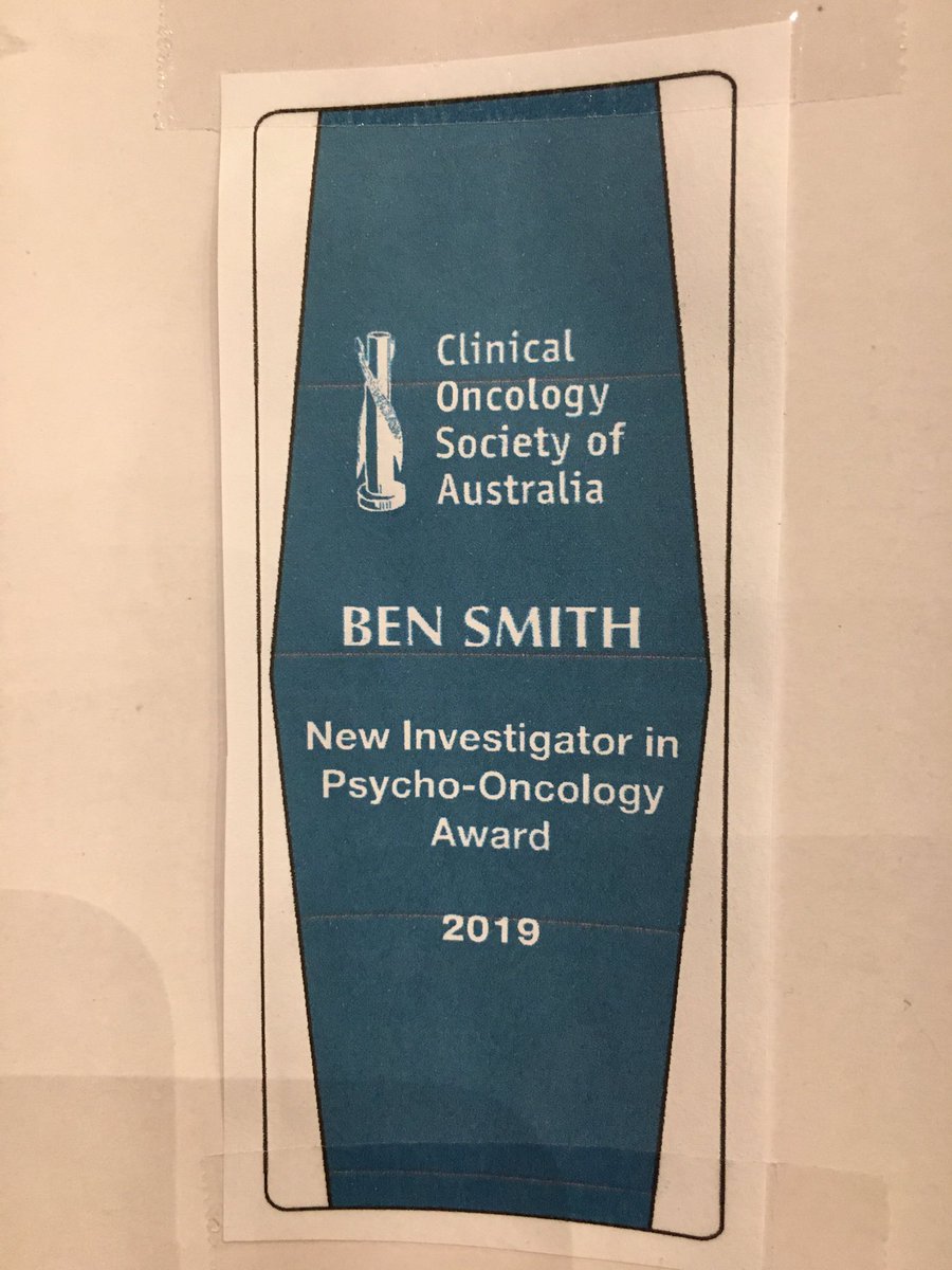 Thank u 2 <a href="/COSAoncology/">COSA</a> 4 the #ECR #PsyOnc award. We wouldn’t be doing such world leading psycho-oncology research in 🇦🇺 if it weren’t 4 the COSA community embracing the importance of treating people not just tumours &amp; extending #qualityoflife not just length of life
#COSA19 1/
