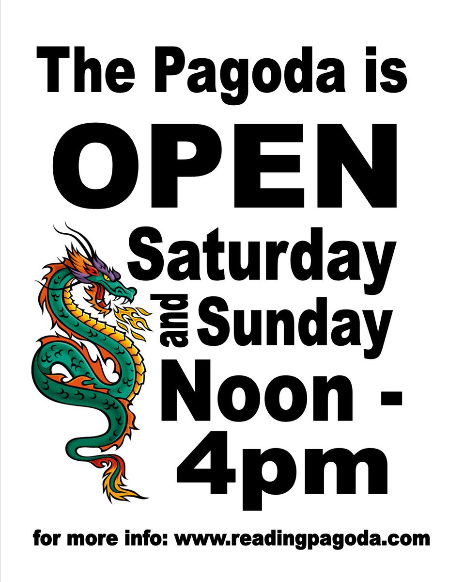 The Pagoda #ReadingPagoda is now on Winter Hours - Saturday &amp; Sunday, 12:00 noon 'til 4:00 PM (weather permitting) - through the end of March. Thank you for your support!!!