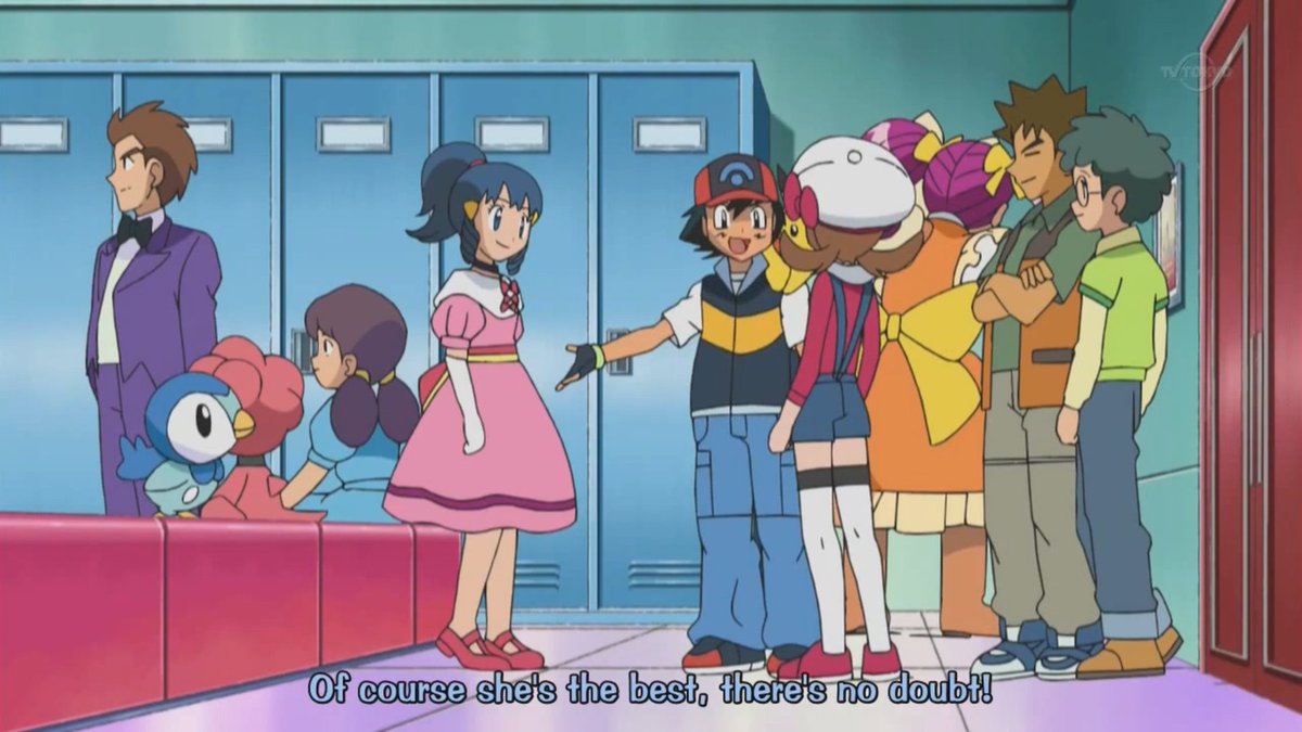 Literally one of my favorite scenes in pokemon. Ash doesn't hear Lyra saying "look the best", but Dawn doesn't either, so they both look dense and I love it. Usually Ash is looked down upon from other characters for being kinda dumb, now is has someone with him