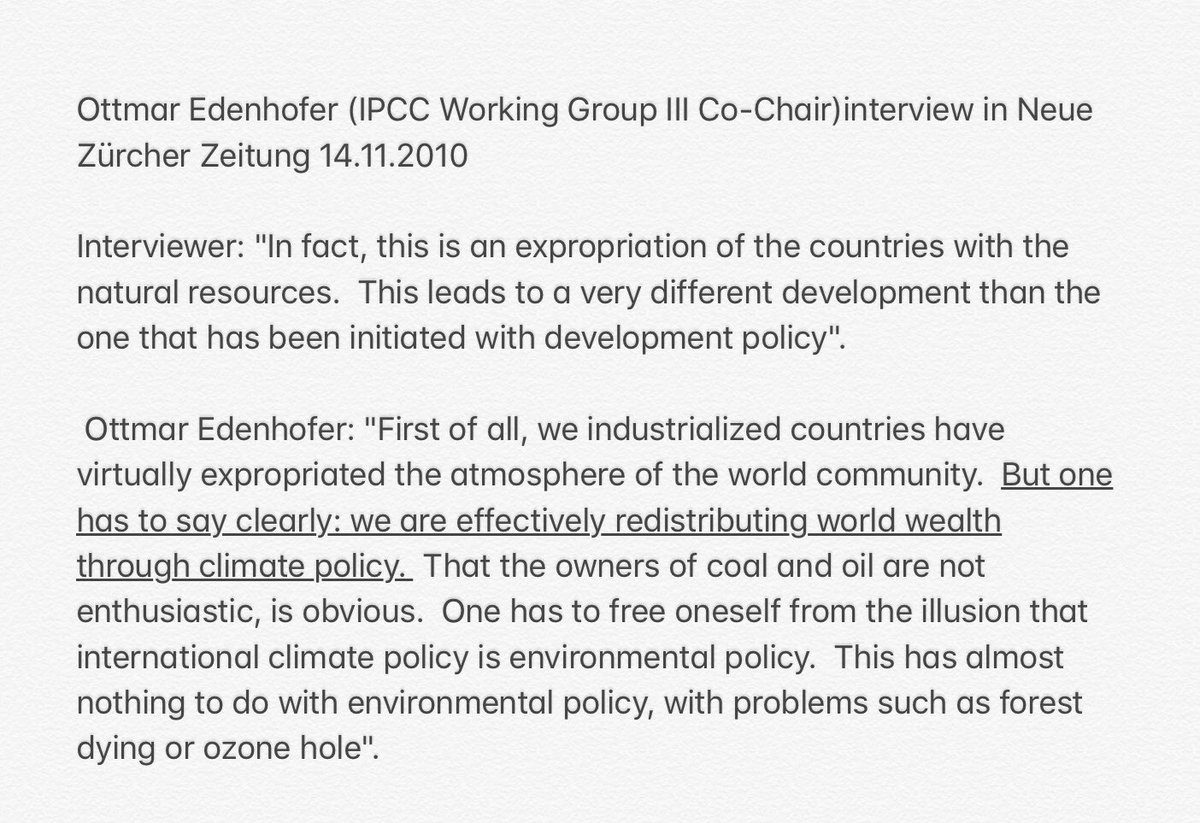 73) We will recall from an earlier entry that Ottmar Edenhofer was a member of the Global Challenges Foundation. He's a member of the IPCC working group 2 and had this to say about the Green Movement.