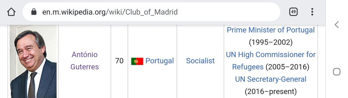 72) The Club of Madrid, an organization that "promotes democracy and change in the international community", has a few interesting members, including Bill Clinton, Kim Campbell, Jean Chrétien, and Antonio Guterres.