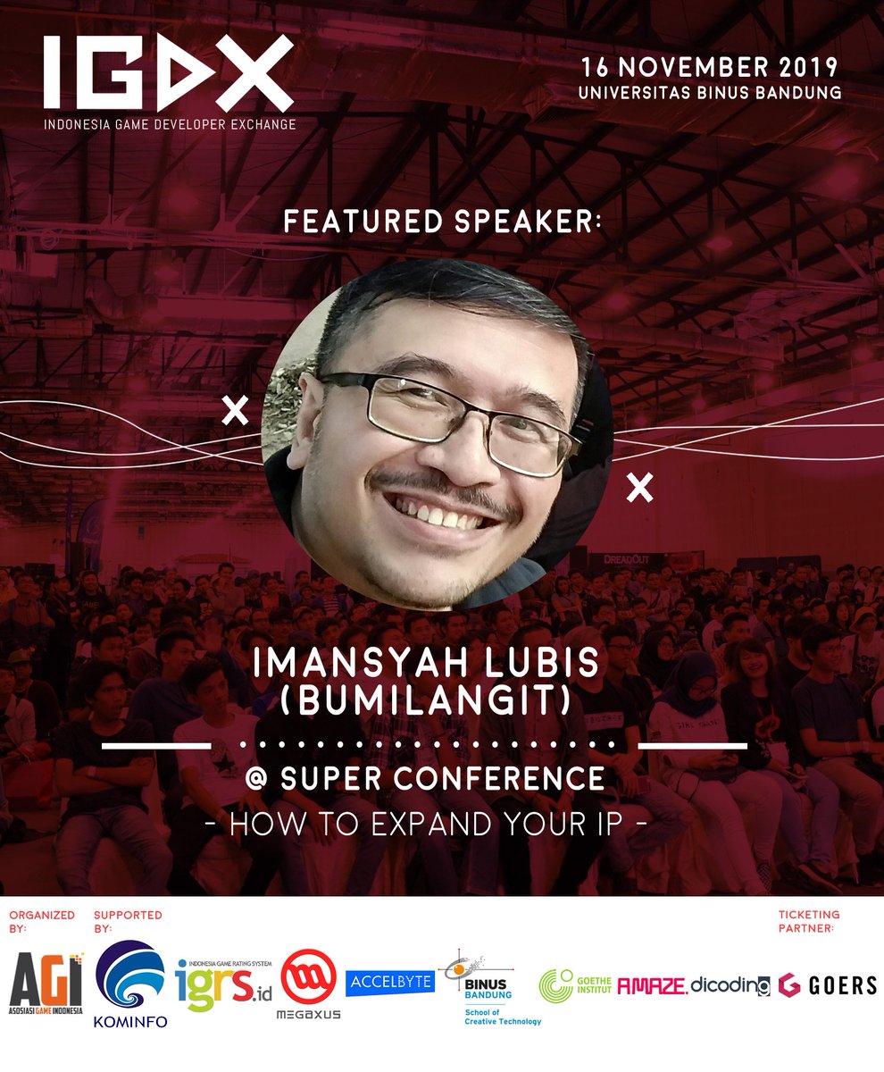 igdxconf's tweet photo. Imansyah Lubis is the production manager of BumiLangit Studio and also the founding father of Pasar Komik Bandung. Imansyah, also known as "BapakRanger" will share a short story about BumiLangit and Gundala movie phenomenon in Indonesia.

Tickets > https://t.co/GxL6qnUGoA https://t.co/zqhR1MLlgp