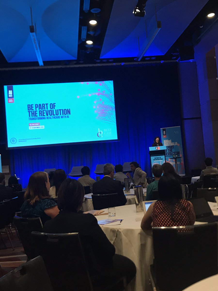 DrMelNaidoo's tweet photo. Great session covering #AI #PrecisionMedicine #Augmentation &amp; #patientoutcomes with @dimitrytran @TheDavidBunker @antonio_ieva expertly chaired by @MonicaTCMIO at @ai_in_medicine conference in Sydney #AIMedAus #DigitalHealth #cxio #healthcare #PatientCare https://t.co/3gn2NYj5qk