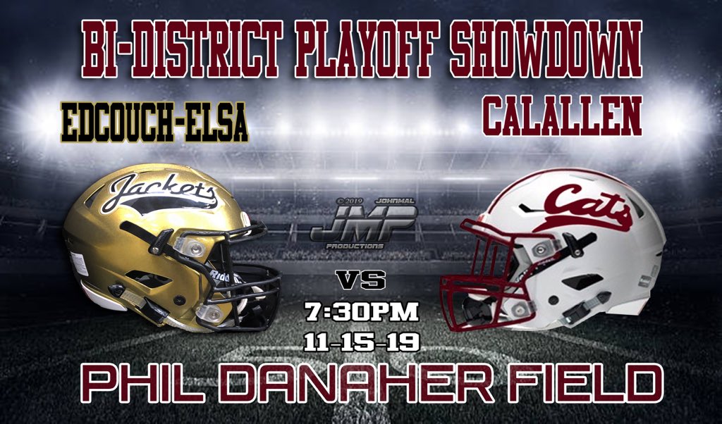 Round 1 of the Texas Football Playoffs starts this week. Come out and support your Mighty Yellow Jackets this Friday at Corpus Christi Calallen. Kickoff is at 7:30pm. 
VIVA! LA MAQUINA!