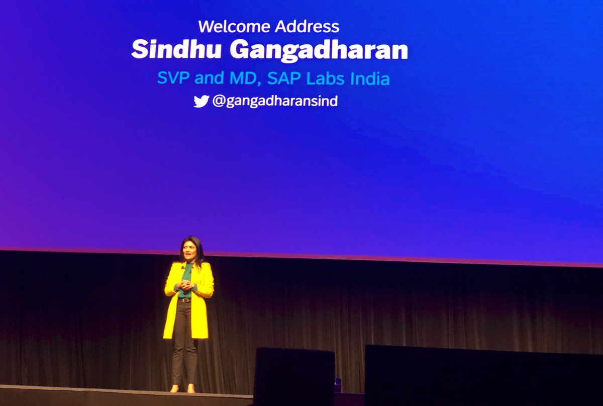 UpenBarve's tweet photo. It’s all happening here! Awesome kick off  of the biggest SAP TechEd !  By SVP and MD of labs SAP Labs India @gangadharansind  in her authentic style! Great to be back  # #SiliconValleyofIndia #Techluru  #bangalore https://t.co/u1W0vOpdx2