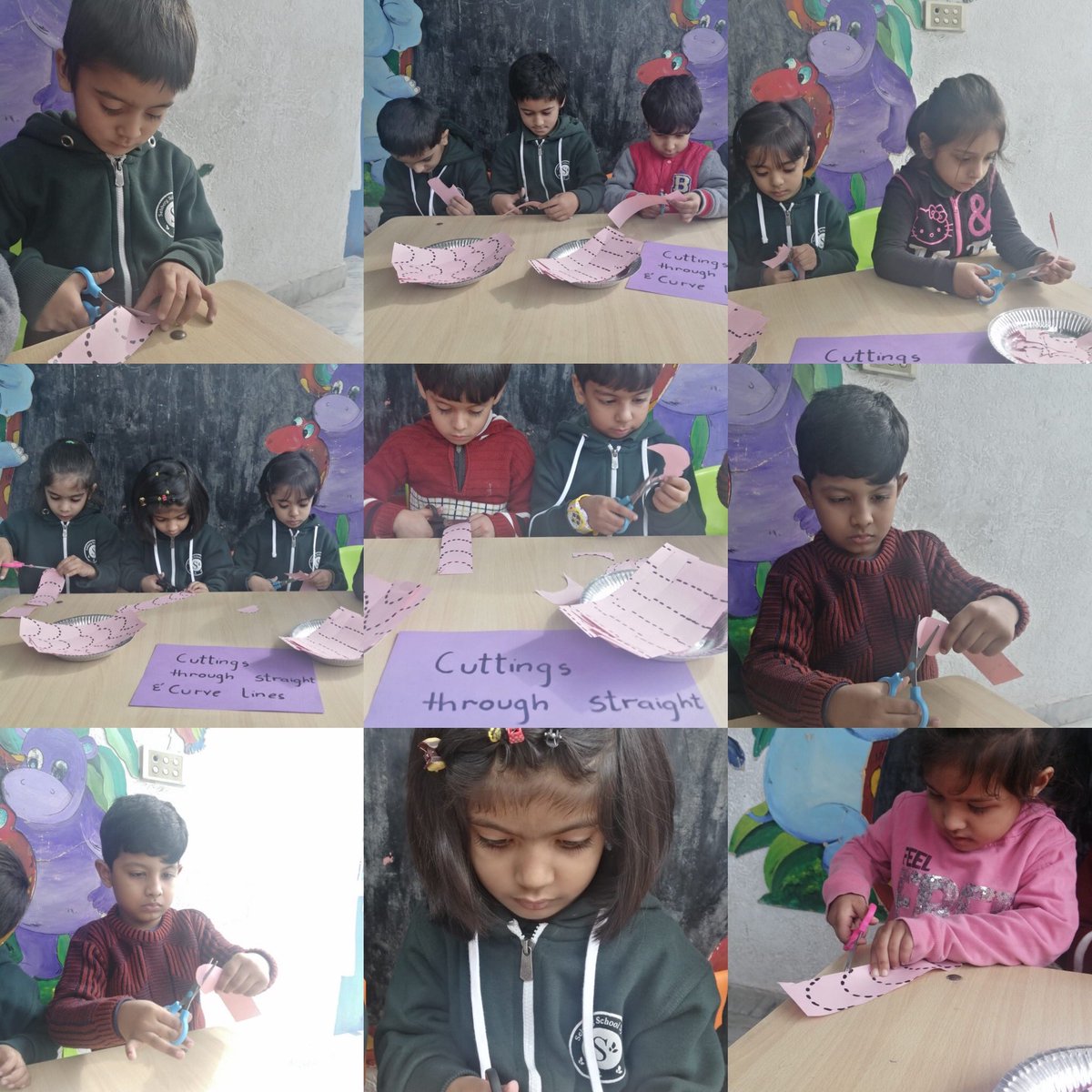 sehbergschool's tweet photo. Playgroup and nursery class paper cutting practice 😊 https://t.co/NllKlaA8on