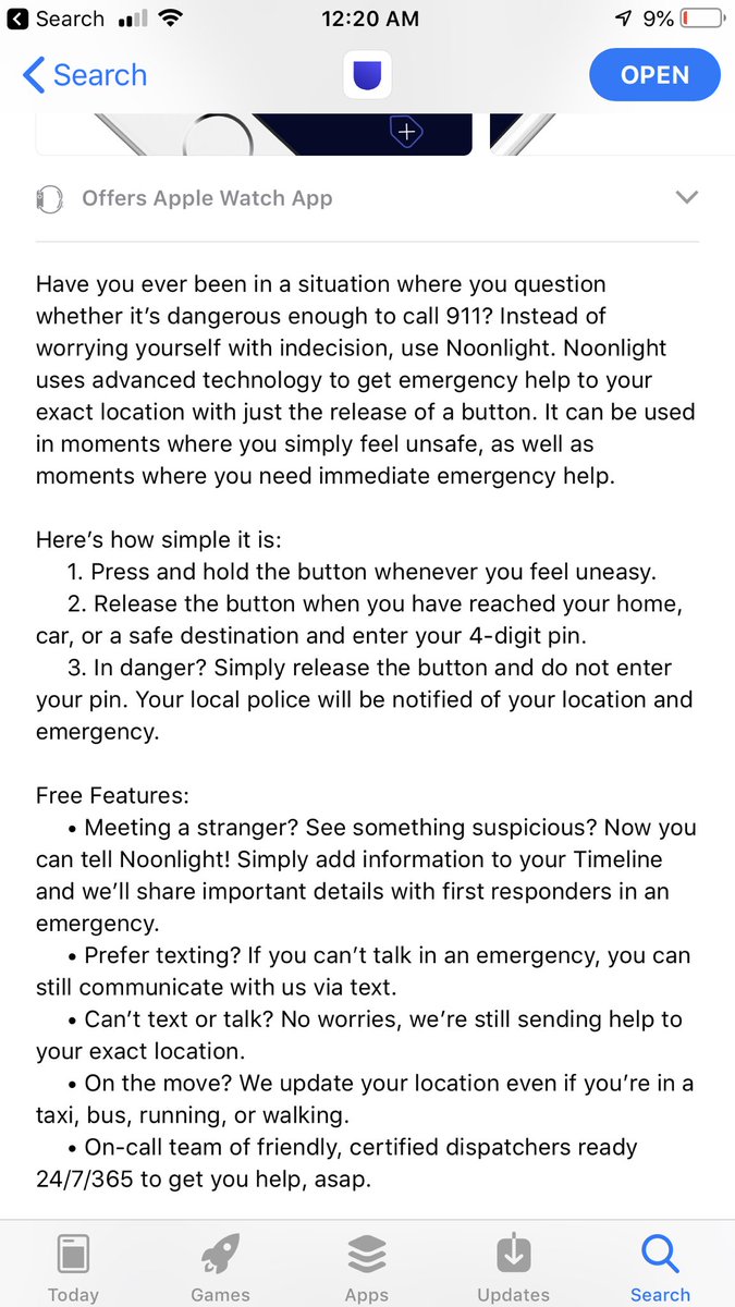 chloeeee____'s tweet image. EVERYONE should have this app. this is the best app ever, I 100% recommend. you hold down the button &amp;amp; if you release it, you have 10 seconds to type in your pin &amp;amp; if you don’t, it sends police to your EXACT location
