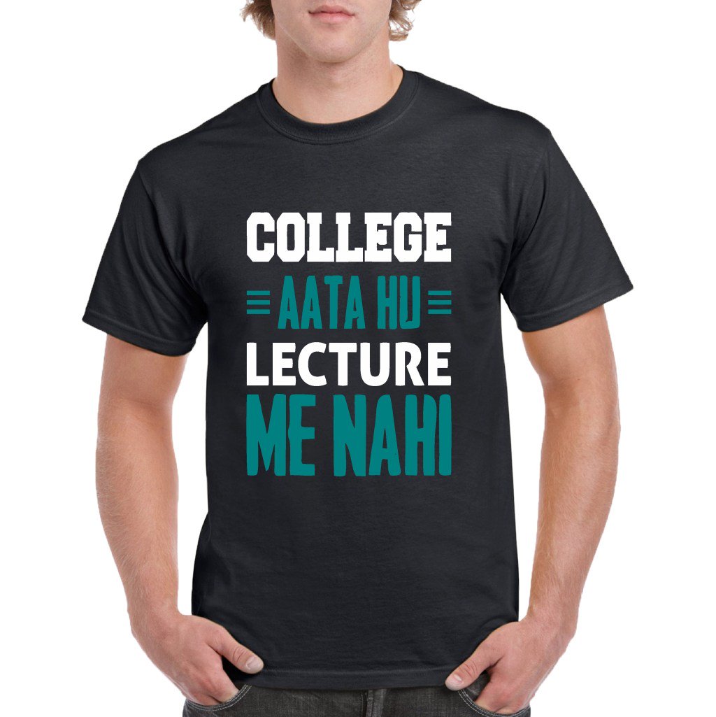 uniplanetstore's tweet photo. Men’s college aata hu Round Neck Black T-shirt https://t.co/XIGrRO1nvx https://t.co/50cxqngMpo