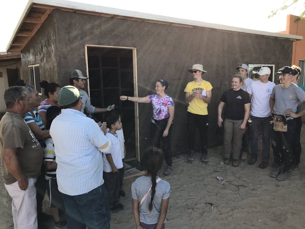 JenDenzin's tweet photo. Mexico Service Trip Day 3: From studs to stucco!
While their @SalineHS peers were enjoying a snow day, this group of awesome @SalineSCE students finished a house. Tonight the Figueroa Bojorquez family of 5 has the keys to their new home. #SASCompass https://t.co/1uGFzXROy2