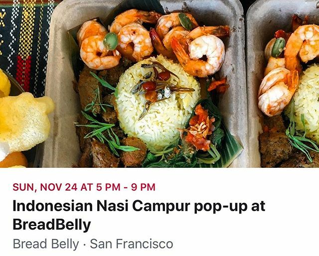 Come through! Sunday 11/24 5PM until we sell out. Eat-in, or takeout OK. But we encourage you to pre-order your Nasi Campur through link in profile ☝️ @breadbellysf delicious dessert will be available too. So excited! See you Inner Richmond ❤️ ift.tt/352Bapj